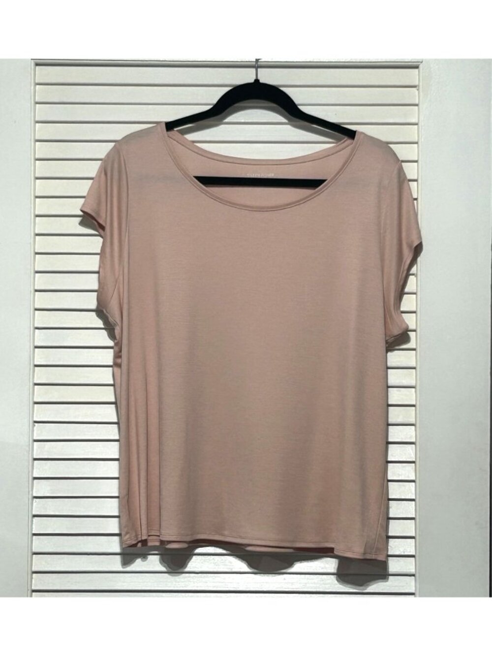 Eileen Fisher Women's Blush Pink Short Sleeve Scoop Neck Top Blouse Sz XL 3081 - Picture 8 of 11